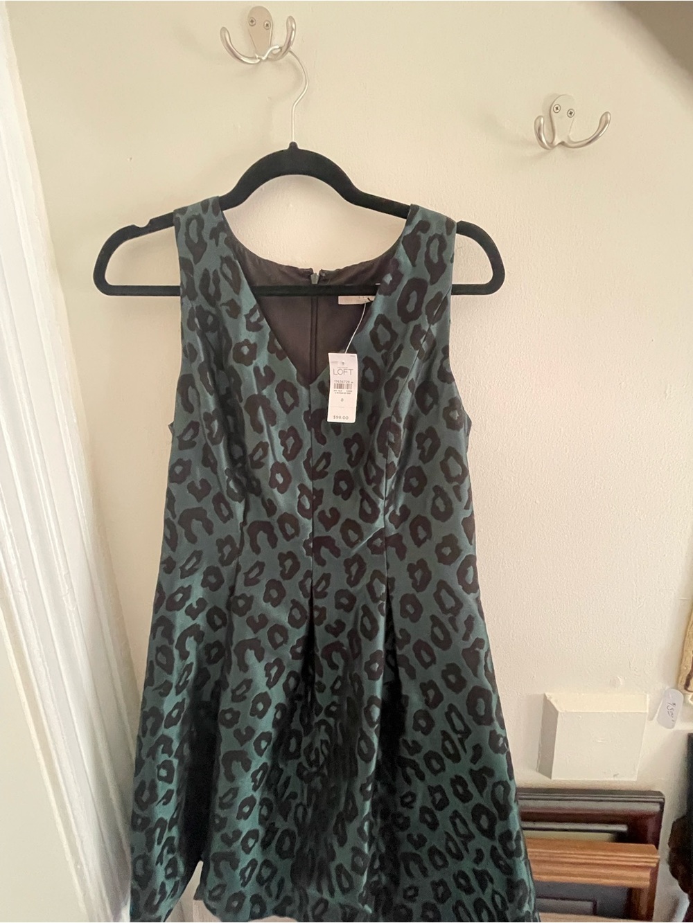 Ann Taylor LOFT Dark Green and Black Leopard Print Dress